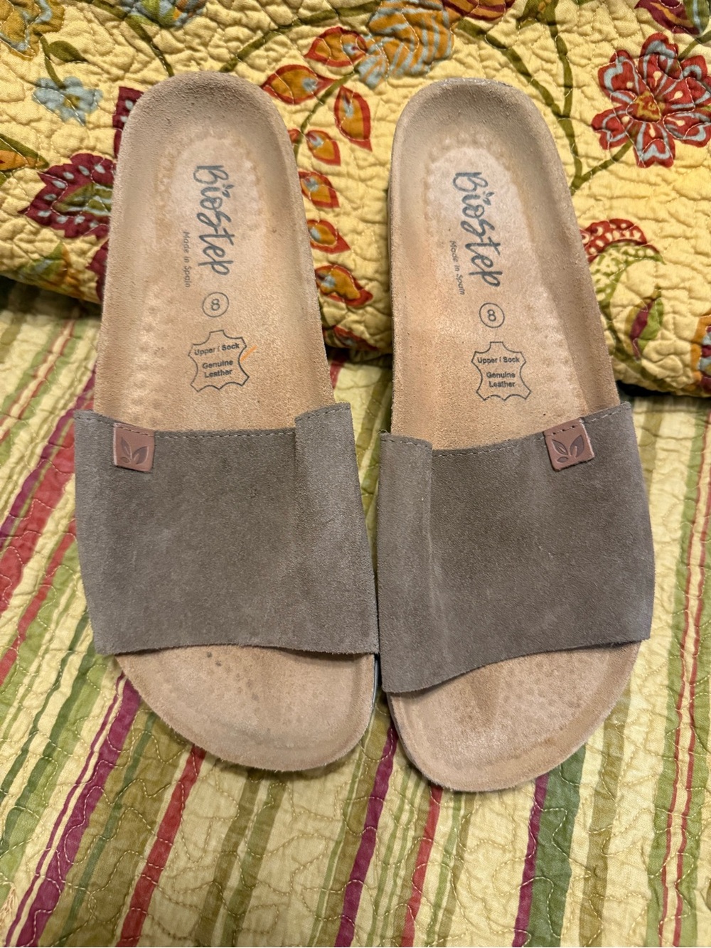 BioStep Women’s Taupe Suede Slide Sandals